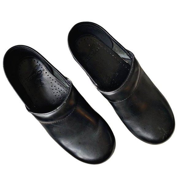 Dansko Professional Nurse Black Cabrio Leather Clogs - Picture 1 of 7